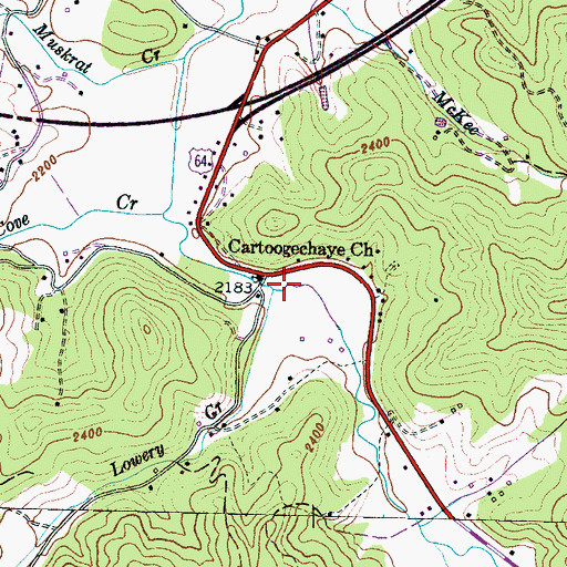 Topographic Map of Lowery Creek, NC