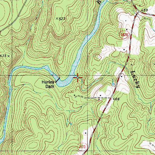Topographic Map of Lucky Branch, NC
