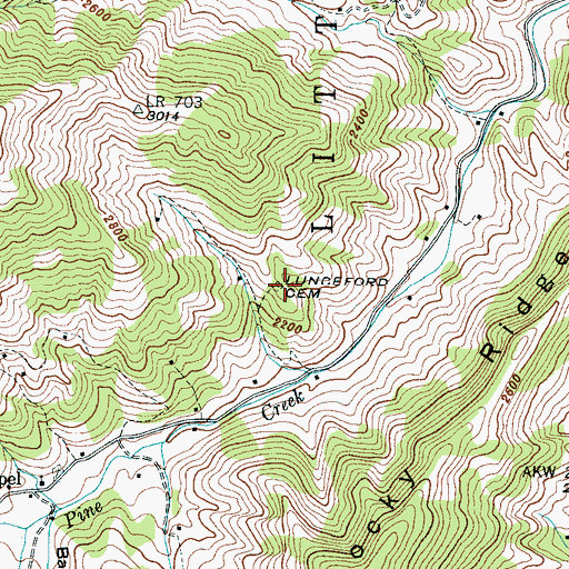 Topographic Map of Lunceford Cemetery, NC