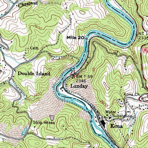 Topographic Map of Lunday, NC
