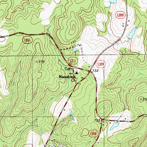 Topographic Map of Macedonia Church, NC