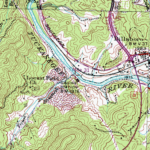 Topographic Map of Mack Town Branch, NC