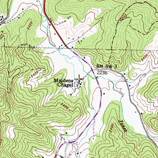 Topographic Map of Maidens Chapel, NC