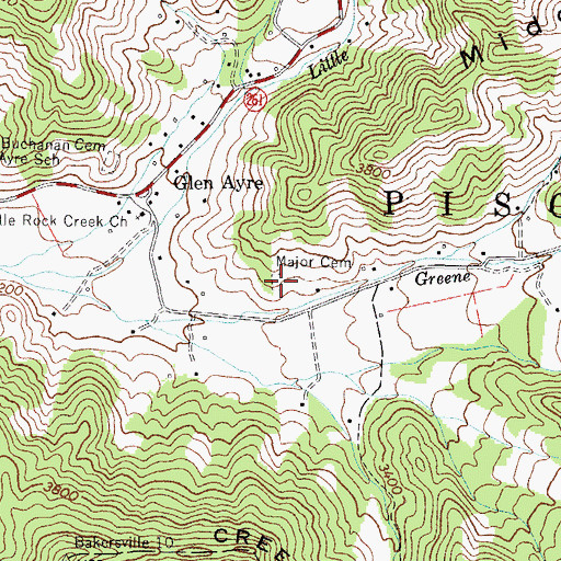 Topographic Map of Major Cemetery, NC