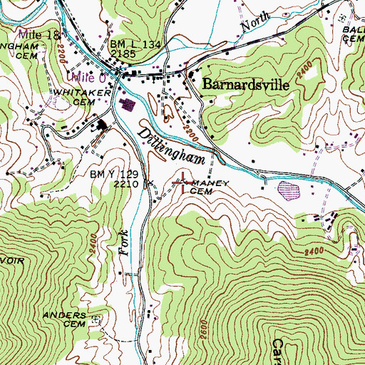 Topographic Map of Maney Cemetery, NC
