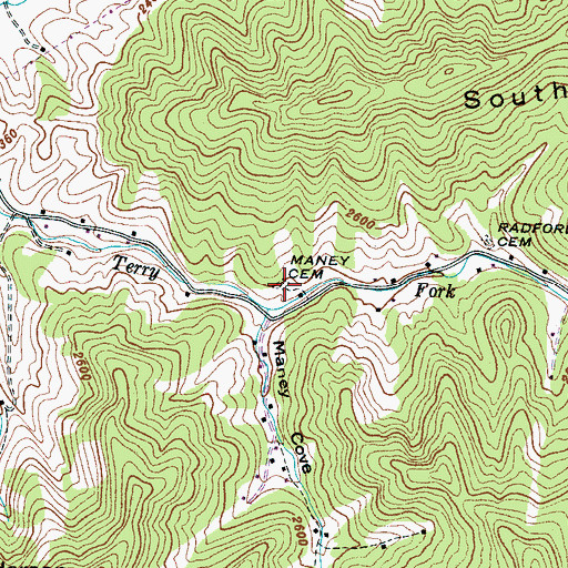 Topographic Map of Maney Cemetery, NC