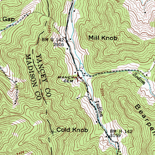Topographic Map of Maney Cemetery, NC