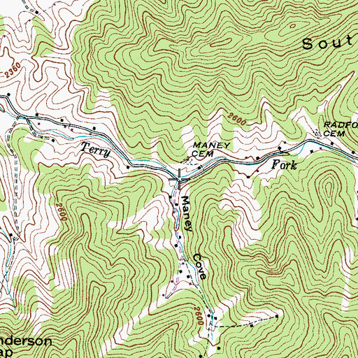 Topographic Map of Maney Cove, NC