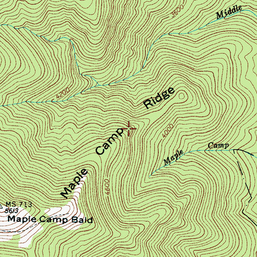 Topographic Map of Maple Camp Ridge, NC