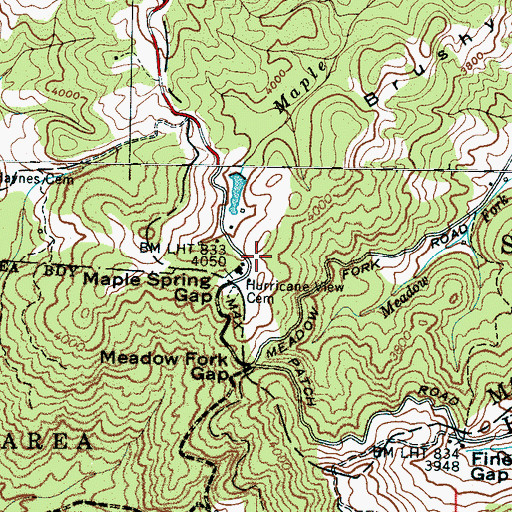 Topographic Map of Maple Spring Gap, NC