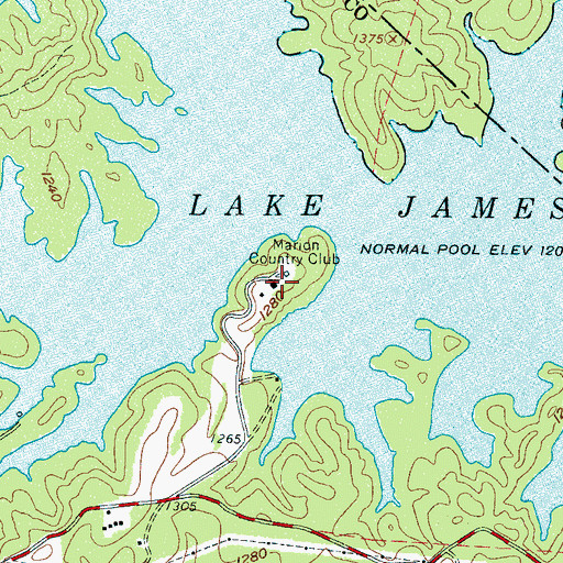 Topographic Map of Marion Country Club, NC