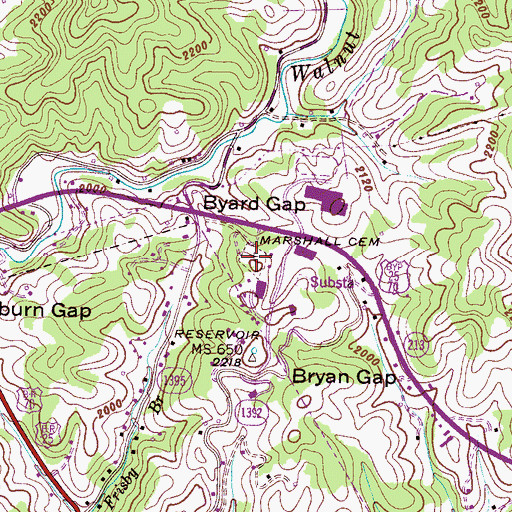 Topographic Map of Marshall Cemetery, NC
