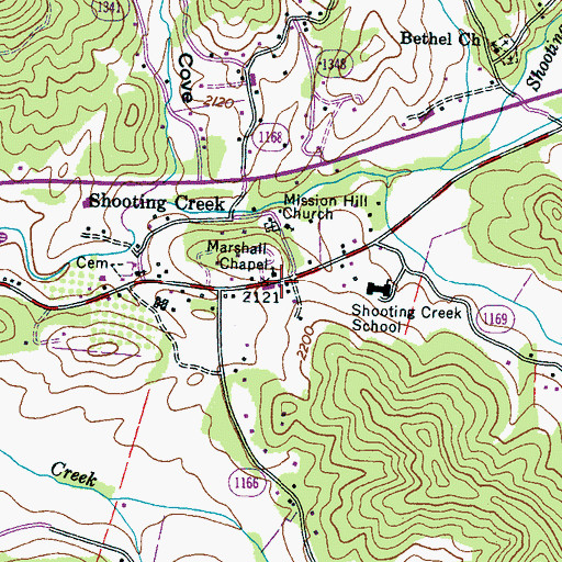 Topographic Map of Marshall Chapel, NC