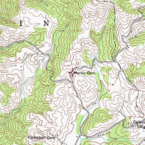 Topographic Map of Martin Cemetery, NC