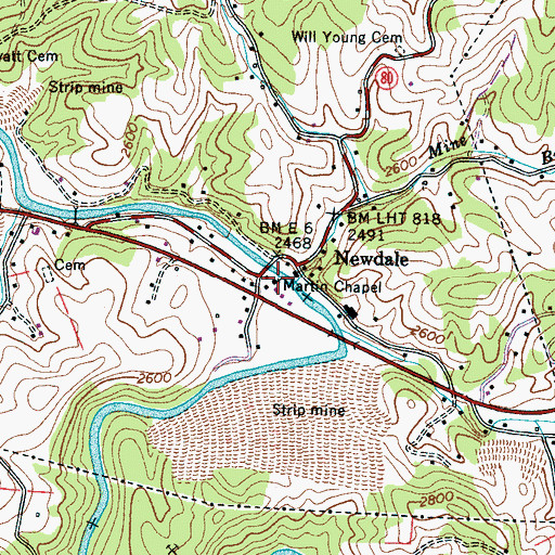 Topographic Map of Martin Chapel, NC