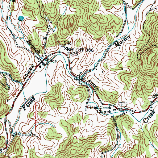 Topographic Map of Martin Creek, NC