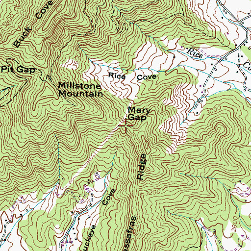 Topographic Map of Mary Gap, NC