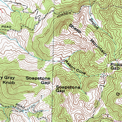 Topographic Map of Mason Cove, NC