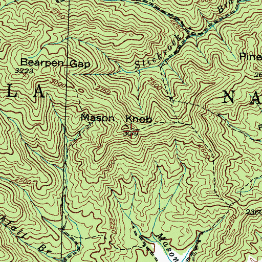 Topographic Map of Mason Knob, NC