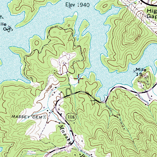Topographic Map of Massey Branch, NC