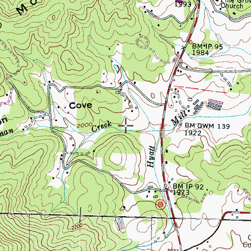 Topographic Map of Matheson Cove, NC