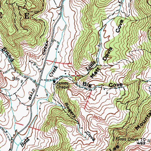 Topographic Map of Matt Davis Cove, NC