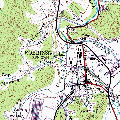 Topographic Map of Mauney Branch, NC