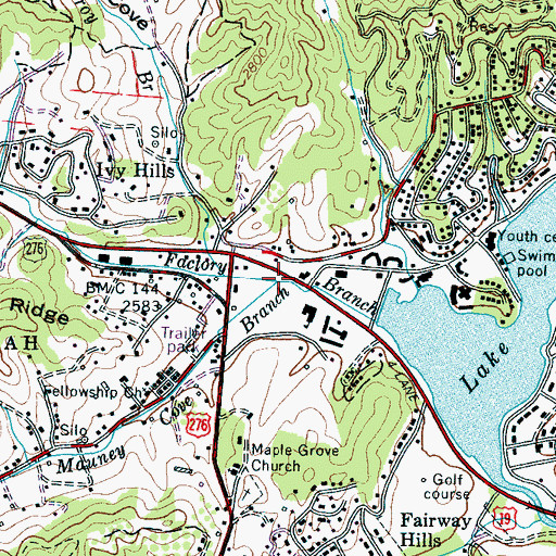 Topographic Map of Mauney Cove Branch, NC