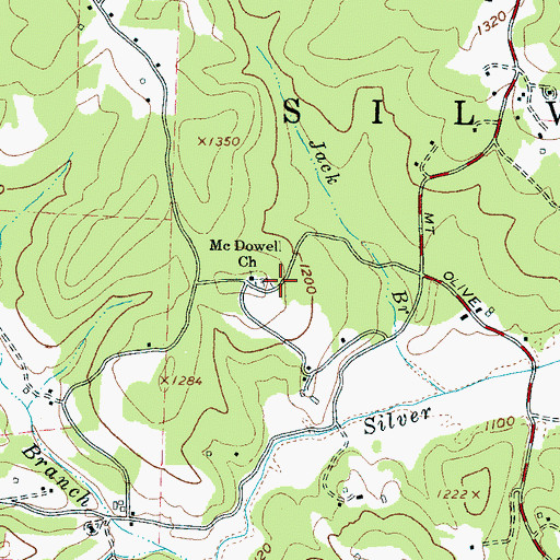 Topographic Map of Mc Dowell Church, NC