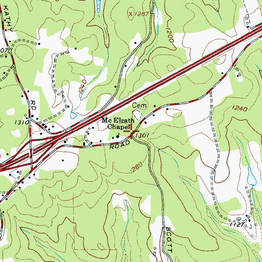Topographic Map of Mc Elrath Chapel, NC