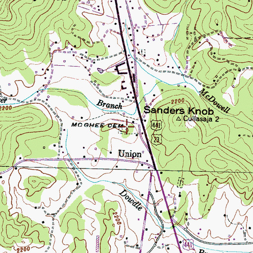 Topographic Map of McGhee Cemetery, NC