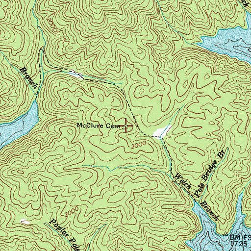 Topographic Map of McClure Cemetery, NC