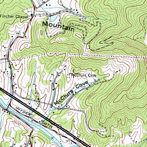 Topographic Map of McClure Cemetery, NC