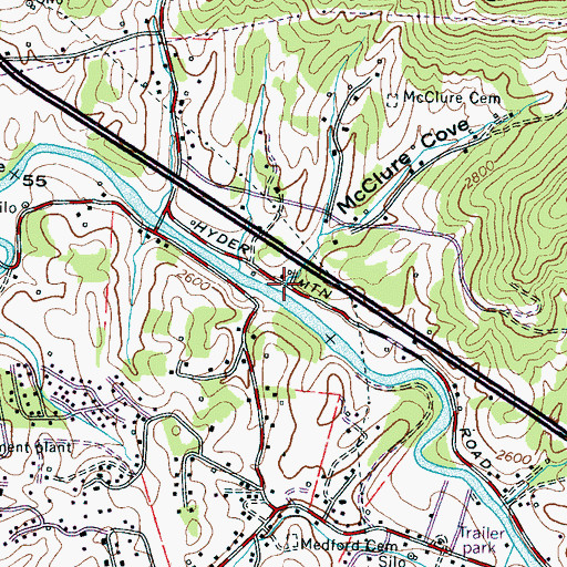 Topographic Map of McClure Cove, NC