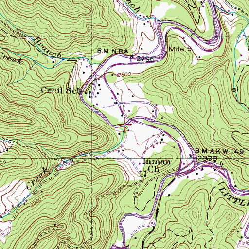 Topographic Map of McClure Creek, NC