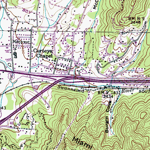 Topographic Map of McCoy Cove, NC