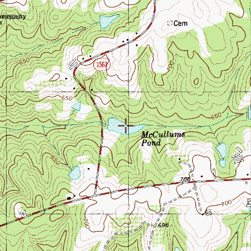 Topographic Map of McCullums Pond, NC