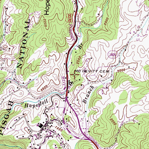 Topographic Map of McDevitt Cemetery, NC