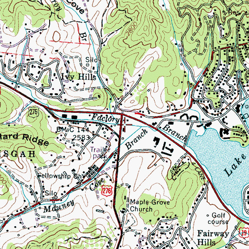 Topographic Map of McElroy Branch, NC