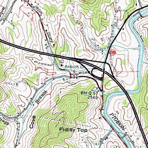 Topographic Map of McElroy Cove, NC