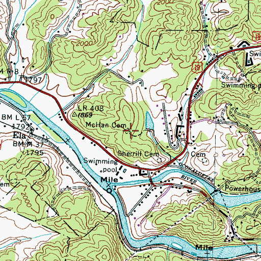Topographic Map of McHan Cemetery, NC