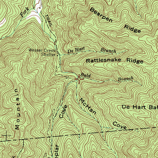Topographic Map of McHan Cove, NC