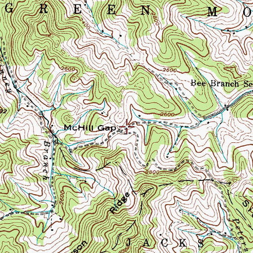 Topographic Map of McHill Gap, NC