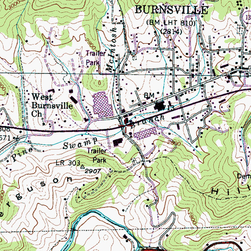 Topographic Map of McIntosh Branch, NC