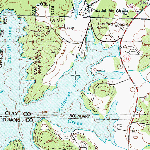 Topographic Map of McIntosh Cove, NC