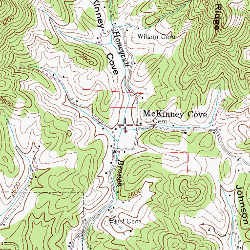 Topographic Map of McKinney Cove, NC