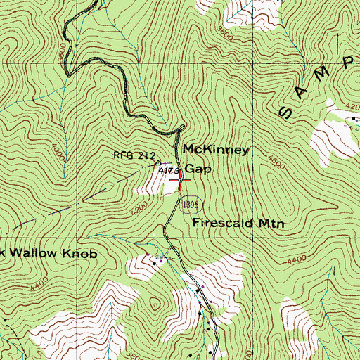 Topographic Map of McKinney Gap, NC