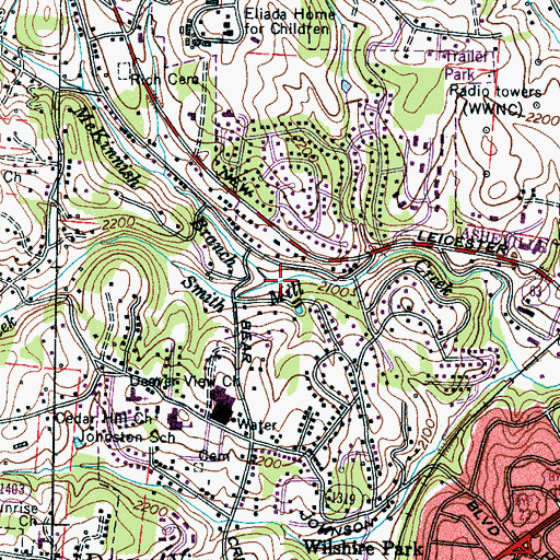 Topographic Map of McKinnish Branch, NC