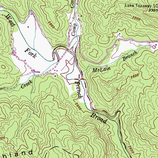 Topographic Map of McLain Branch, NC
