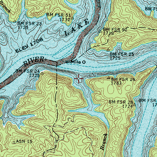 Topographic Map of Meadow Branch, NC